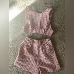 gianni bini pink tweed tank and short set